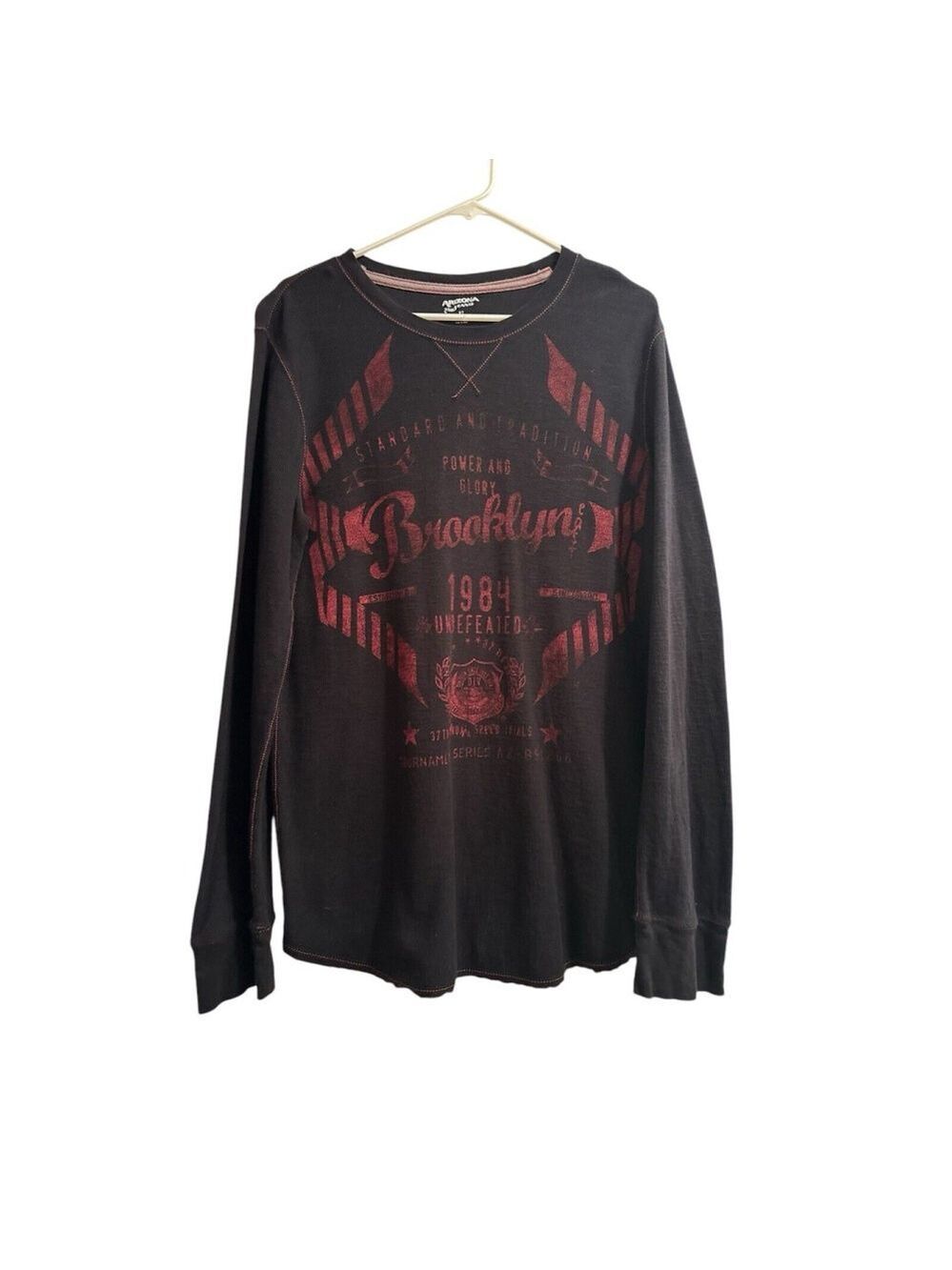 Arizona Jean Co Mens XLT Distressed Thermal Winter Shirt Long Sleeve Brooklyn NY